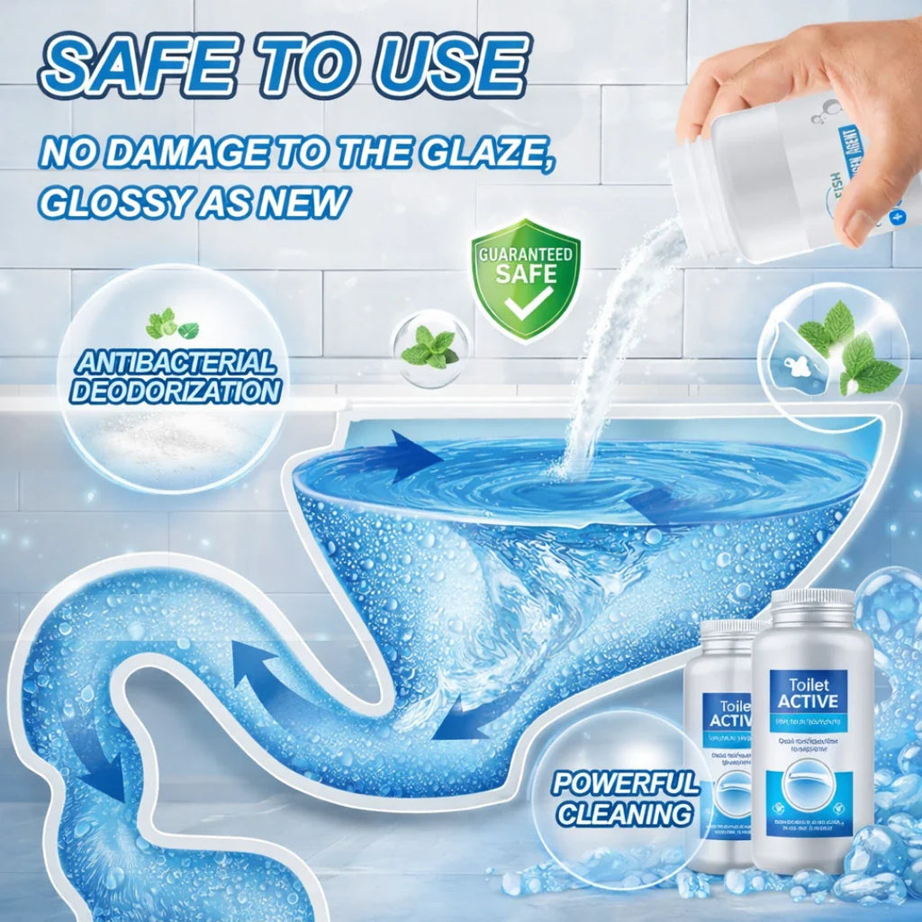 Toilet Active Oxygen Cleaning Powder (100g x 2 Pack) – Powerful Stain Remover & Odor Eliminator