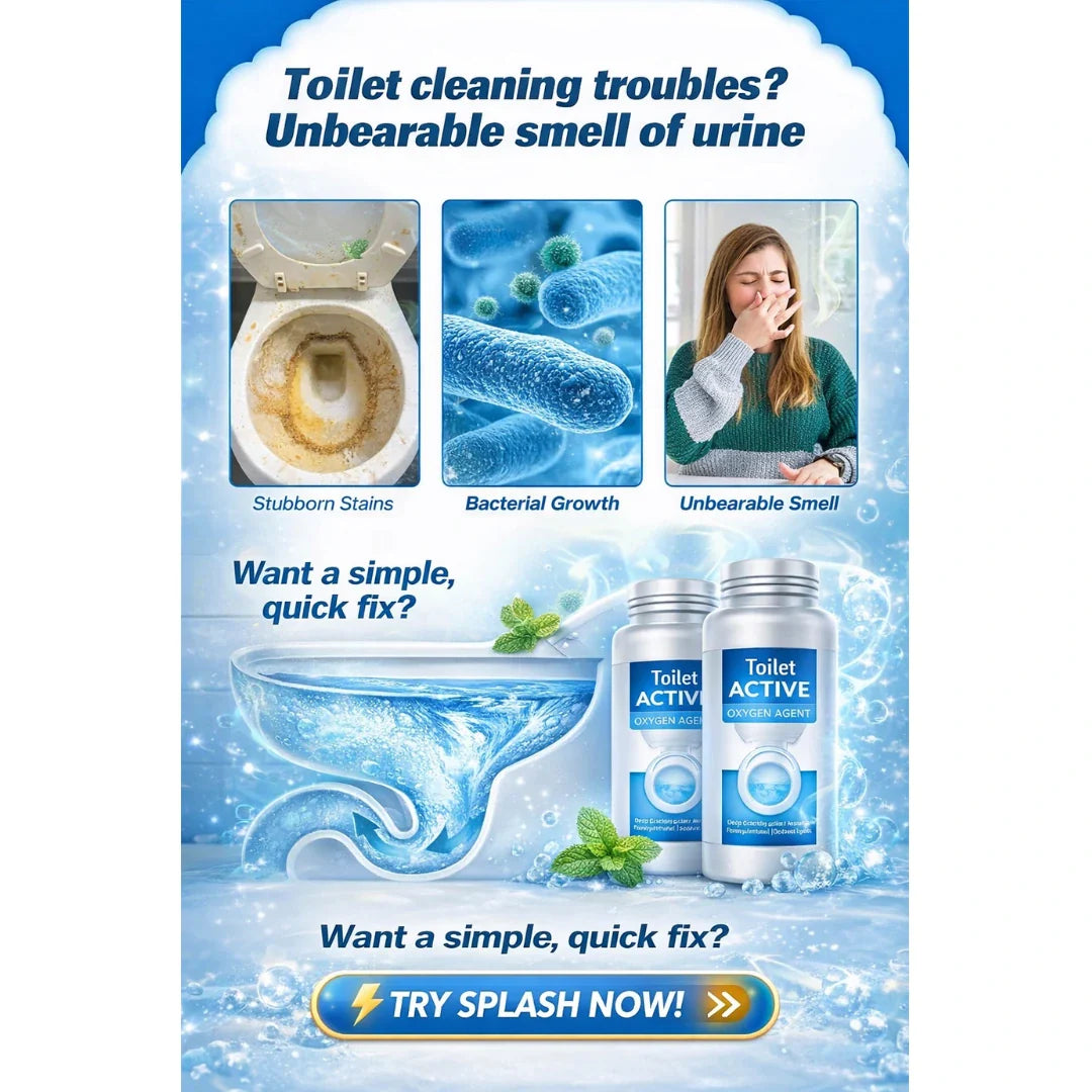 Toilet Active Oxygen Cleaning Powder (100g x 2 Pack) – Powerful Stain Remover & Odor Eliminator